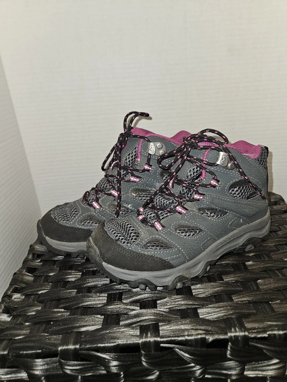 Merrell Gray and Pink Youth Waterproof Hiking Boots